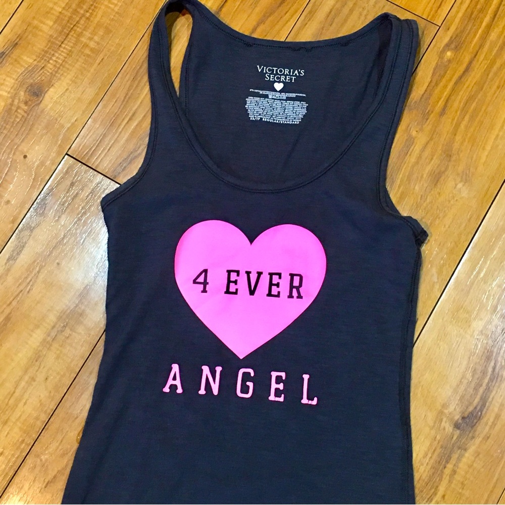 Victoria secret Pink grey gray tank top shirt heart angel fitness gym su…